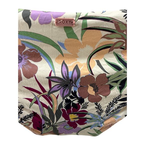 Roxy Floral Beach Classics Bikini Set Hipster Ties Bottom Tri Tie Top Womens M - Picture 7 of 8